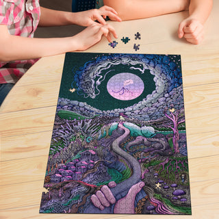 🌌🌀 The Girl with the Paper Kite KaleidoQuest Wooden Jigsaw Puzzle | POLARIS