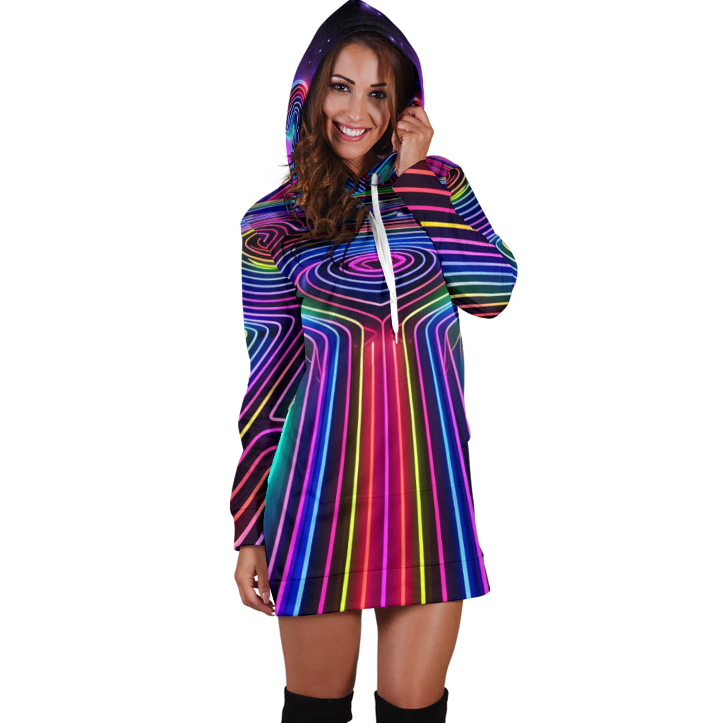 SPACE LINES HOODIE DRESS | ACIDMATH AI