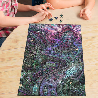 🌌🌀 Limbo Lounge KaleidoQuest Wooden Jigsaw Puzzle | POLARIS