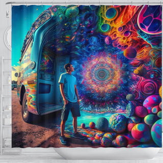 TRUCK STOP SHOWER CURTAIN | ACIDMATH AI