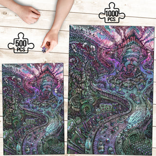 🌌🌀 Limbo Lounge KaleidoQuest Wooden Jigsaw Puzzle | POLARIS