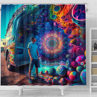 TRUCK STOP SHOWER CURTAIN | ACIDMATH AI