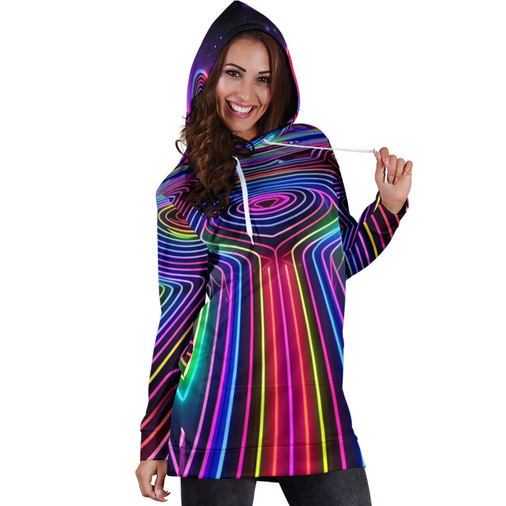 SPACE LINES HOODIE DRESS | ACIDMATH AI