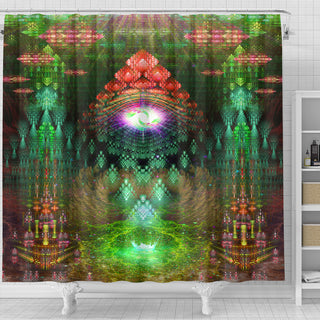 Fractal Gateway - Green | Shower Curtain | POLARIS