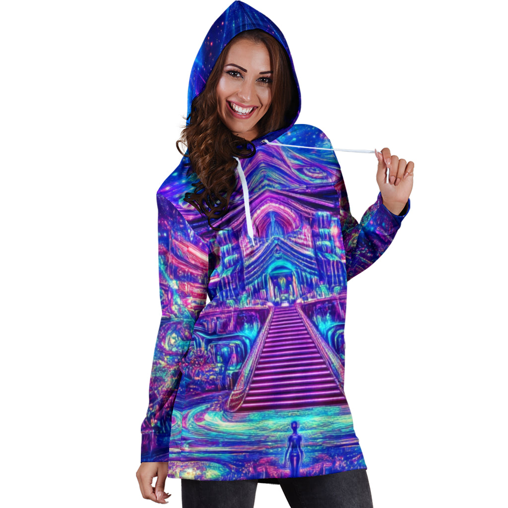 ENLIGHTENMENT STAIRS HOODIE DRESS | ACIDMATH AI