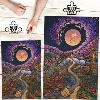 🌌🌀 The Girl with the Paper Kite KaleidoQuest Wooden Jigsaw Puzzle | POLARIS