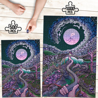 🌌🌀 The Girl with the Paper Kite KaleidoQuest Wooden Jigsaw Puzzle | POLARIS