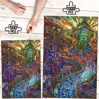 🌌🌀 Limbo Lounge KaleidoQuest Wooden Jigsaw Puzzle | POLARIS