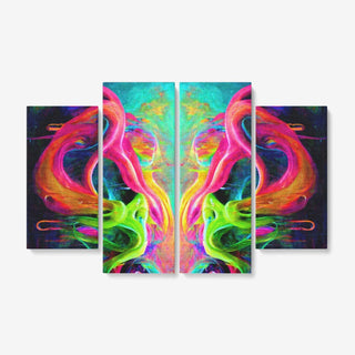 Cameron Gray | Paint Splash | 4 Piece Canvas Wall Art for Living Room - Framed Ready to Hang 4x12"x32