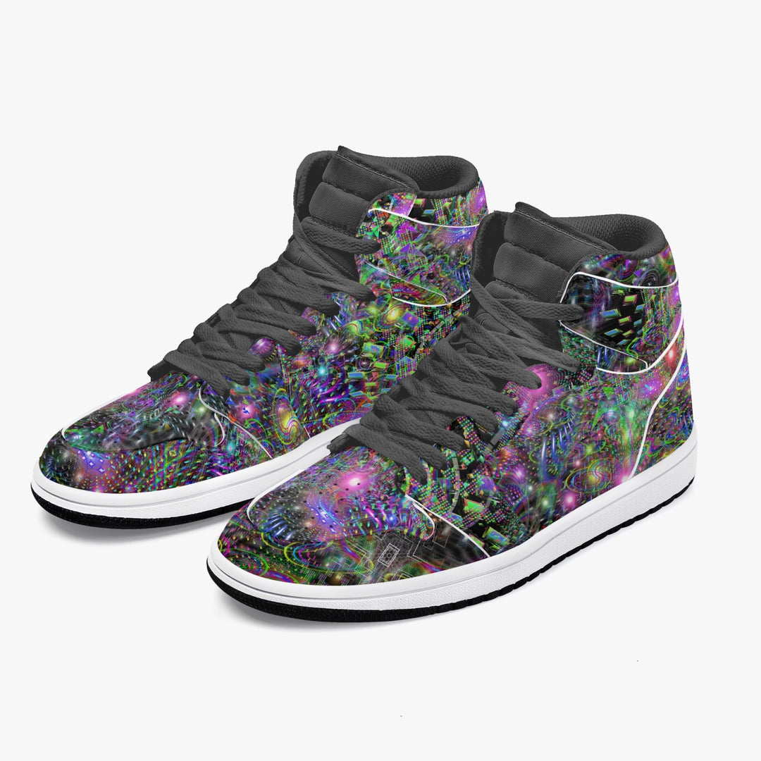 COSMIC GRID High-Top Leather Sneakers | Sam Farrand