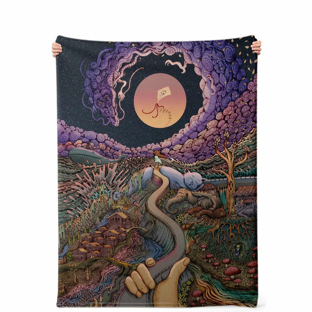 The Girl with the Paper Kite | Microfleece Blanket | James Fletcher