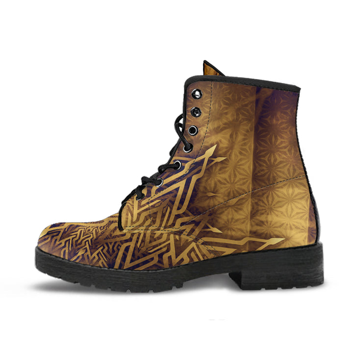 Mystical Aum Chakra Mandala - Gold | Leather Boots | Mandalazed