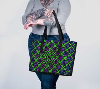GREEN PATTERN VEGAN LEATHER TOTE BAG | CAMERON GRAY