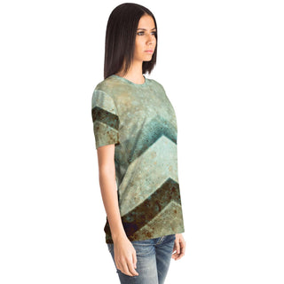 Hexagons and Paint Blobs - Green | Unisex T-Shirt | Mandalazed
