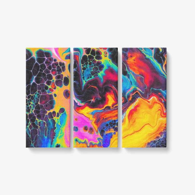 WASTED TIMES 3 Piece Canvas Wall Art | Framed Ready to Hang 3x8"x18" | GEOGLYSER