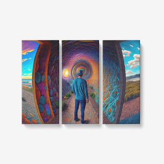 THE TUNNEL 3 Piece Canvas Wall Art - Framed Ready to Hang 3x8"x18" | ACIDMATH AI