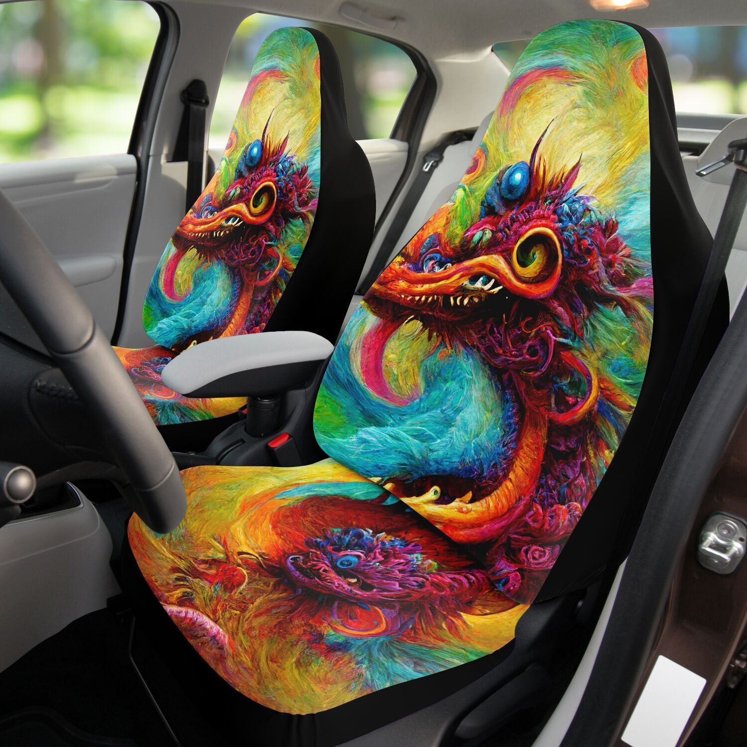 Colorful Blue Purple Orange Stars Abstract hot Art Car Seat Covers Pair, 2 Front Seat Covers, Car Seat Protector, Car Accessories