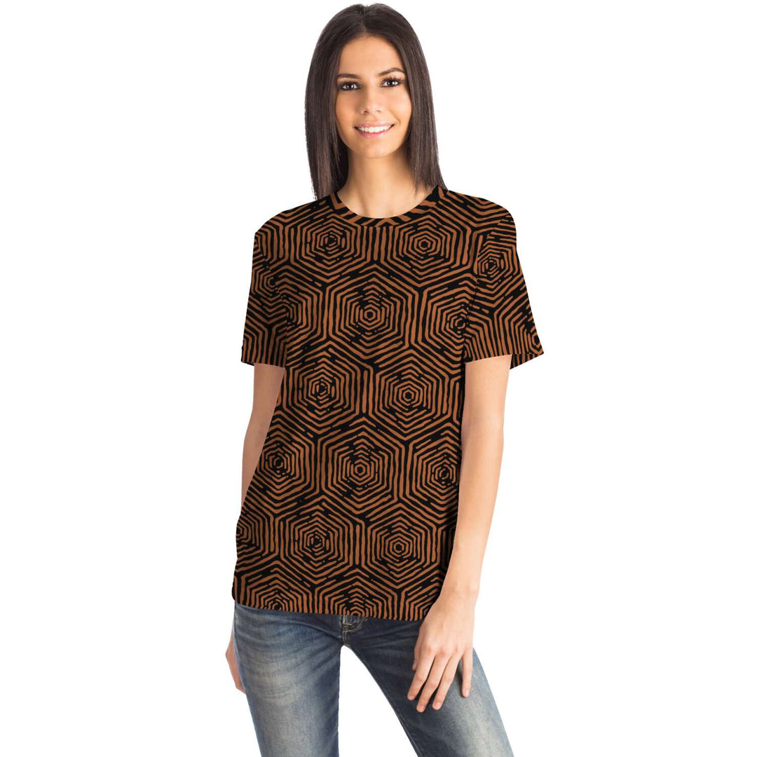 Hexagon Doodle - Orange | Unisex T-Shirt | Mandalazed