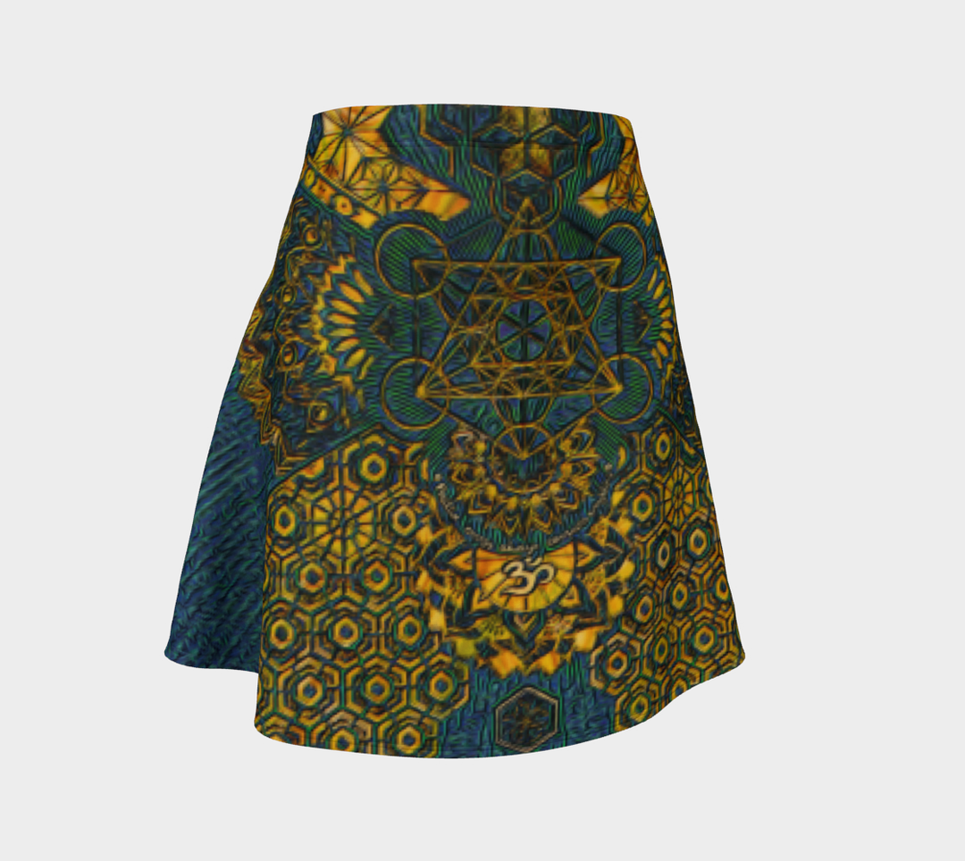Geometric Gold Green | Flare Skirt | Mil Et Une