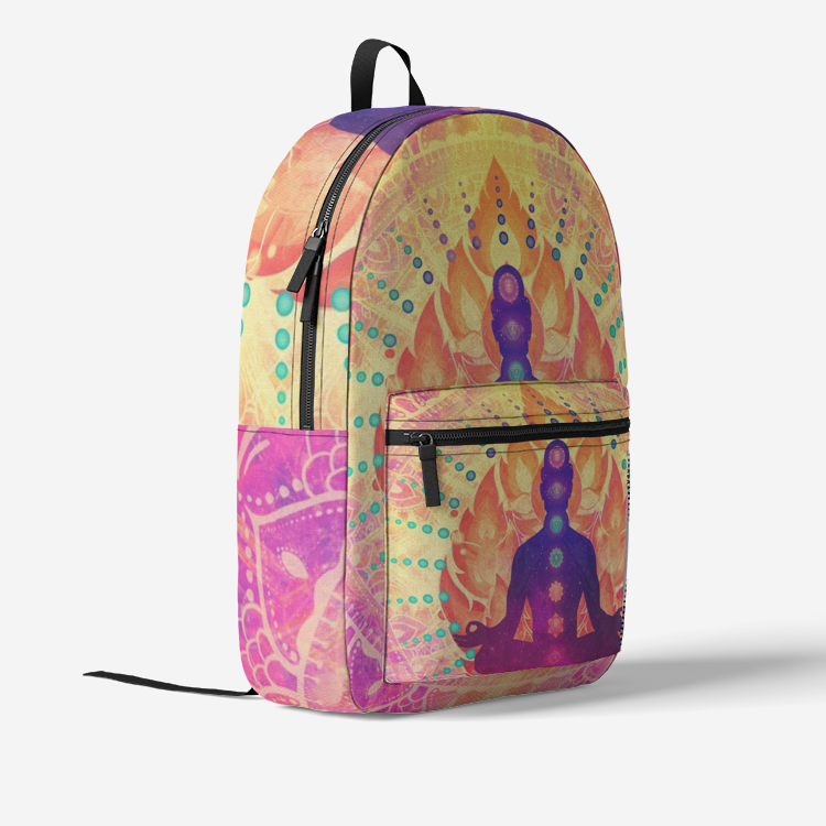 Cameron Gray | Sunrise Meditation | Retro Colorful Print Trendy Backpack