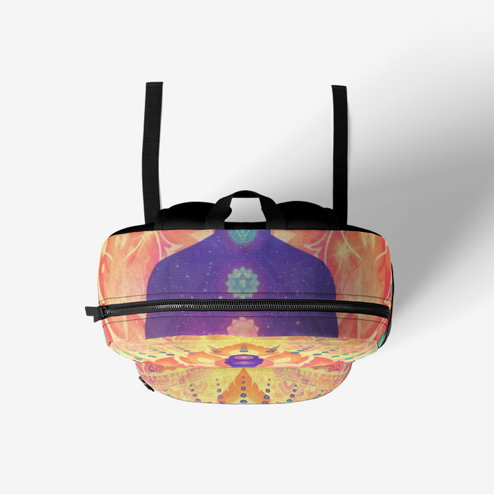 Cameron Gray | Sunrise Meditation | Retro Colorful Print Trendy Backpack