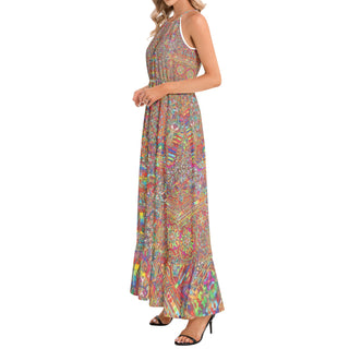 MANDALA Ruffle Hem Halter Neck Maxi Dress