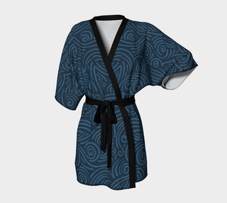 Waves and Spirals - Blue | Kimono Robe | Mandalazed