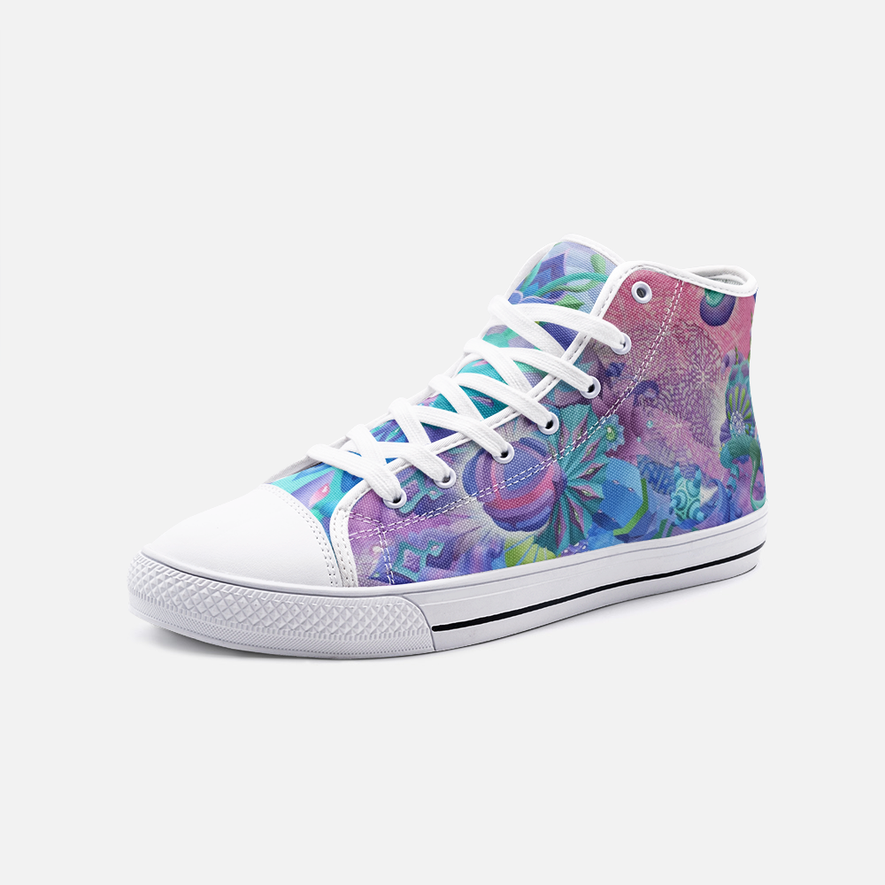 Wormhole Travelers | Unisex High Top Canvas Shoes | Dylan Thomas Brooks