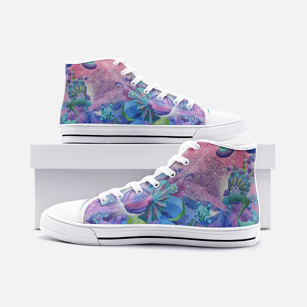 Wormhole Travelers | Unisex High Top Canvas Shoes | Dylan Thomas Brooks