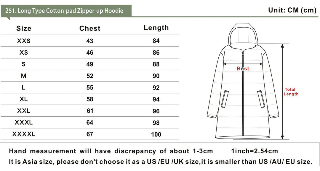 DEEP BAND Long Type Cotton-pad Zipper-up Hoodie | TAS VISUALS