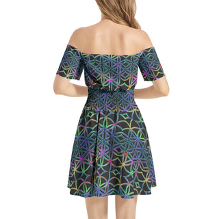 Flower Of Life | Imran | Off Shoulder Shirred Waist Flared Mini Dress