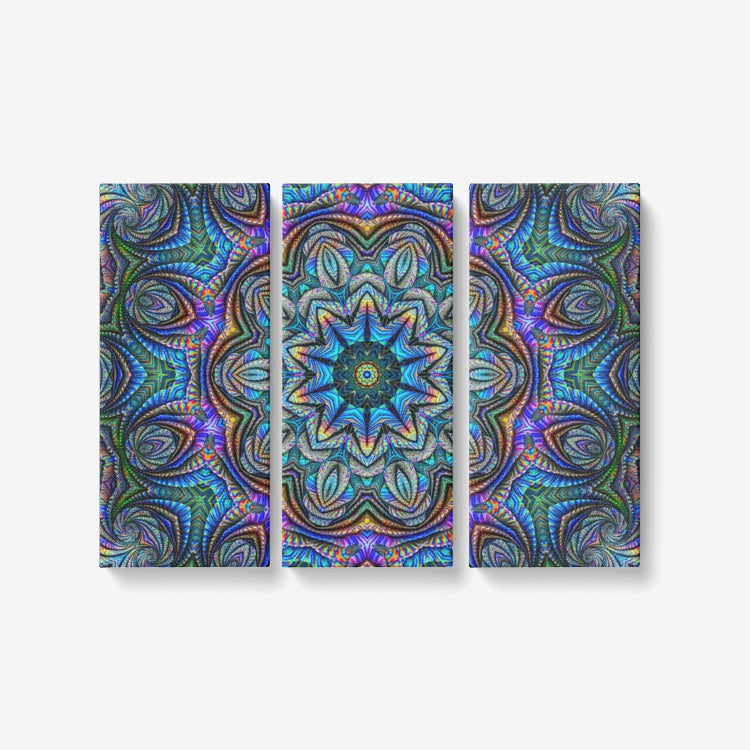 PSYCHEDELIC SYMPHONY |3 Piece Canvas Wall Art for Living Room - Framed Ready to Hang 3x8"x18" | IMRAN
