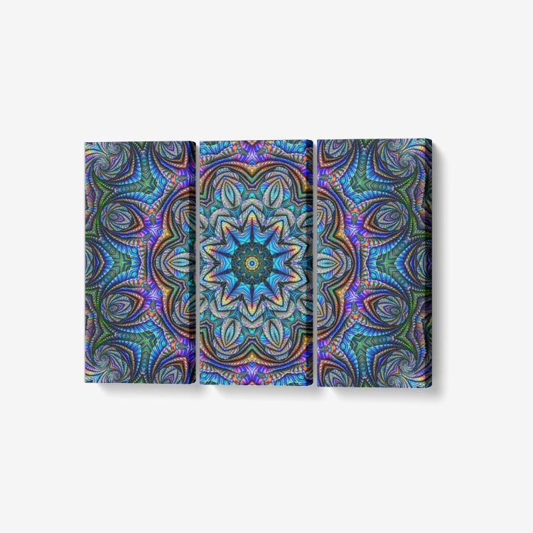PSYCHEDELIC SYMPHONY |3 Piece Canvas Wall Art for Living Room - Framed Ready to Hang 3x8"x18" | IMRAN