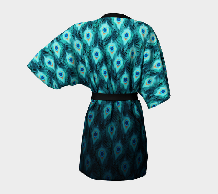 Trippy Peacock Feathers | Kimono Robe | Mandalazed
