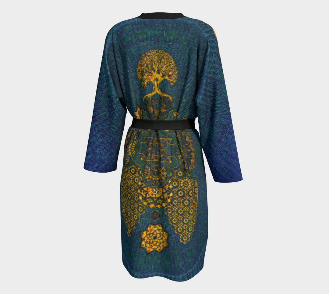 Geometric Gold Green | Peignoir Kimono | Mil Et Une