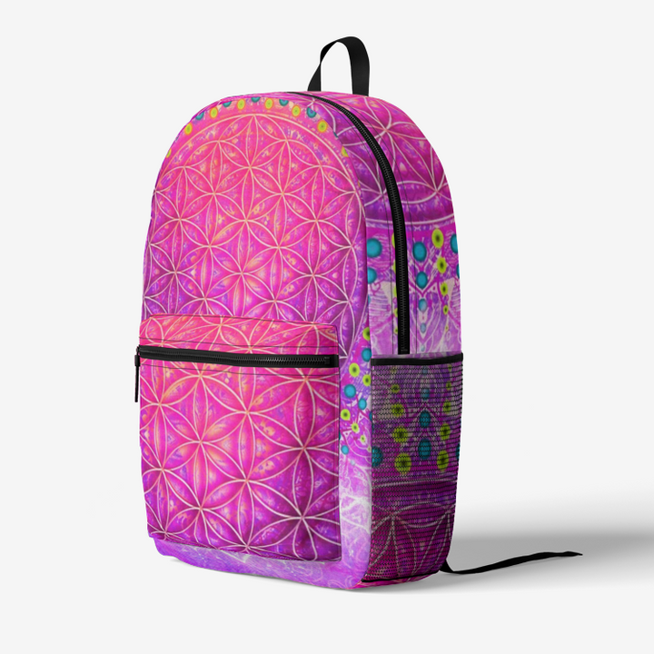 Cameron Gray | Flower of Life | Retro Colorful Print Trendy Backpack