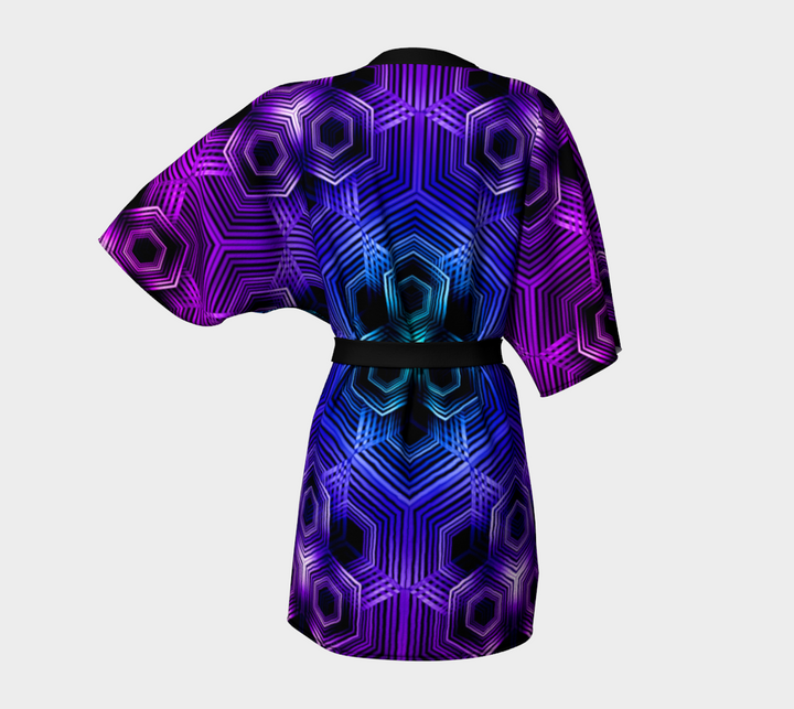 Purple Hexagon Pattern | Kimono Robe | Yantrart Design