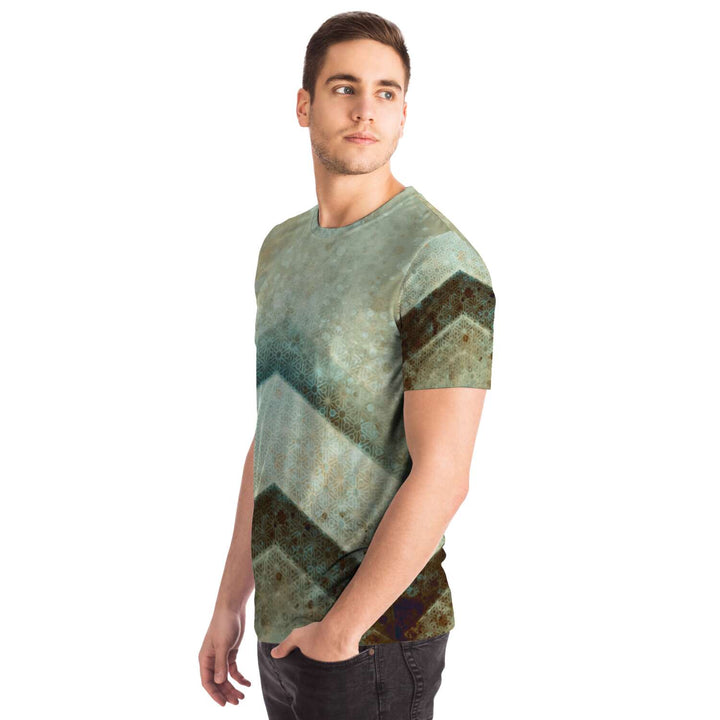 Hexagons and Paint Blobs - Green | Unisex T-Shirt | Mandalazed