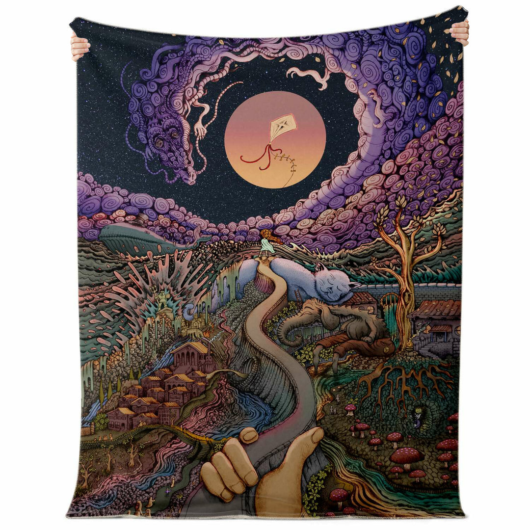 The Girl with the Paper Kite | Microfleece Blanket | James Fletcher