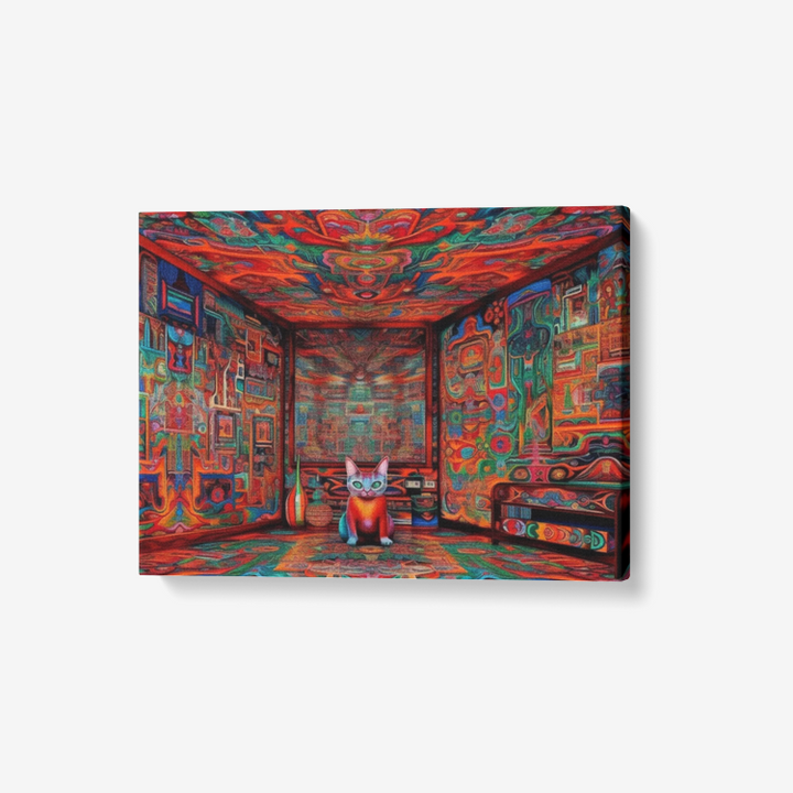 KITTY ROOM Canvas Wall Art- Framed Ready to Hang 24"x18" | LACHLAN WARDLAW X ACIDMATH AI