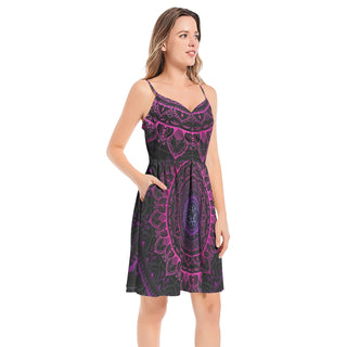 Cameron Gray | Pink Mandala | Spaghetti Strap Sleeveless Summer Beach Dress