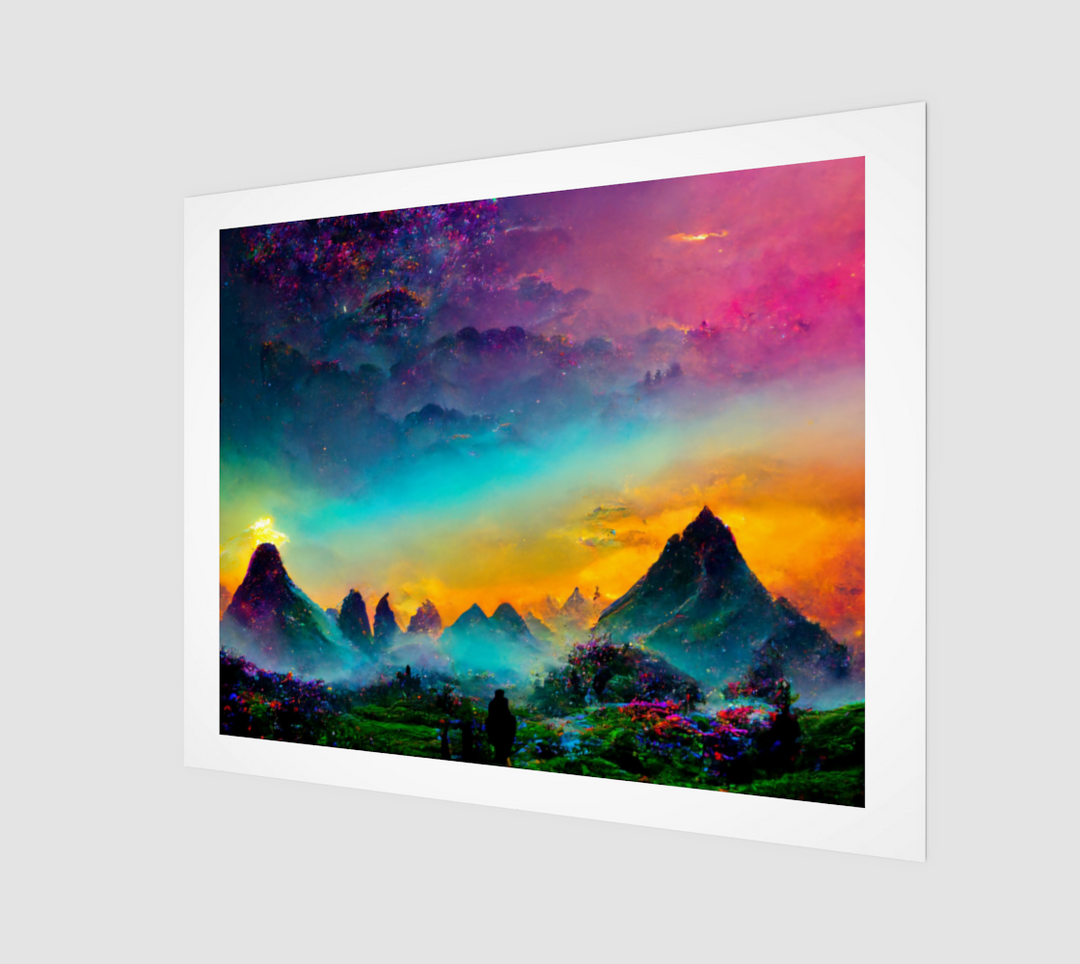 Misty Mountain Skies 20 x 16 Art Print | Acidmath Guy