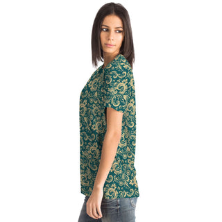 Oriental Floral Pattern - Emerald | Unisex T-Shirt | Mandalazed
