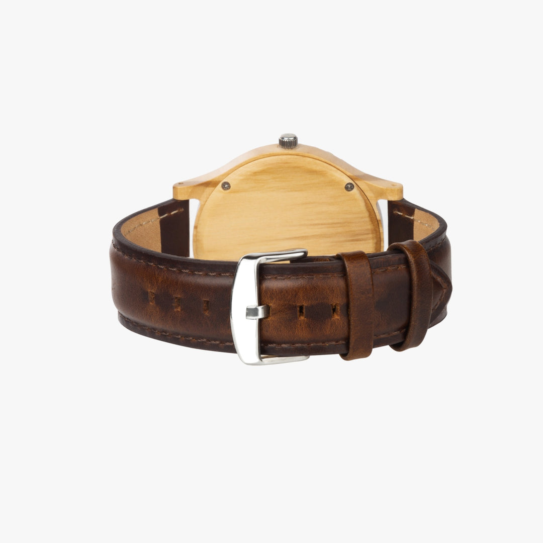 INNER BEING Italian Olive Lumber Wooden Watch - Leather Strap | SALVIA DROID
