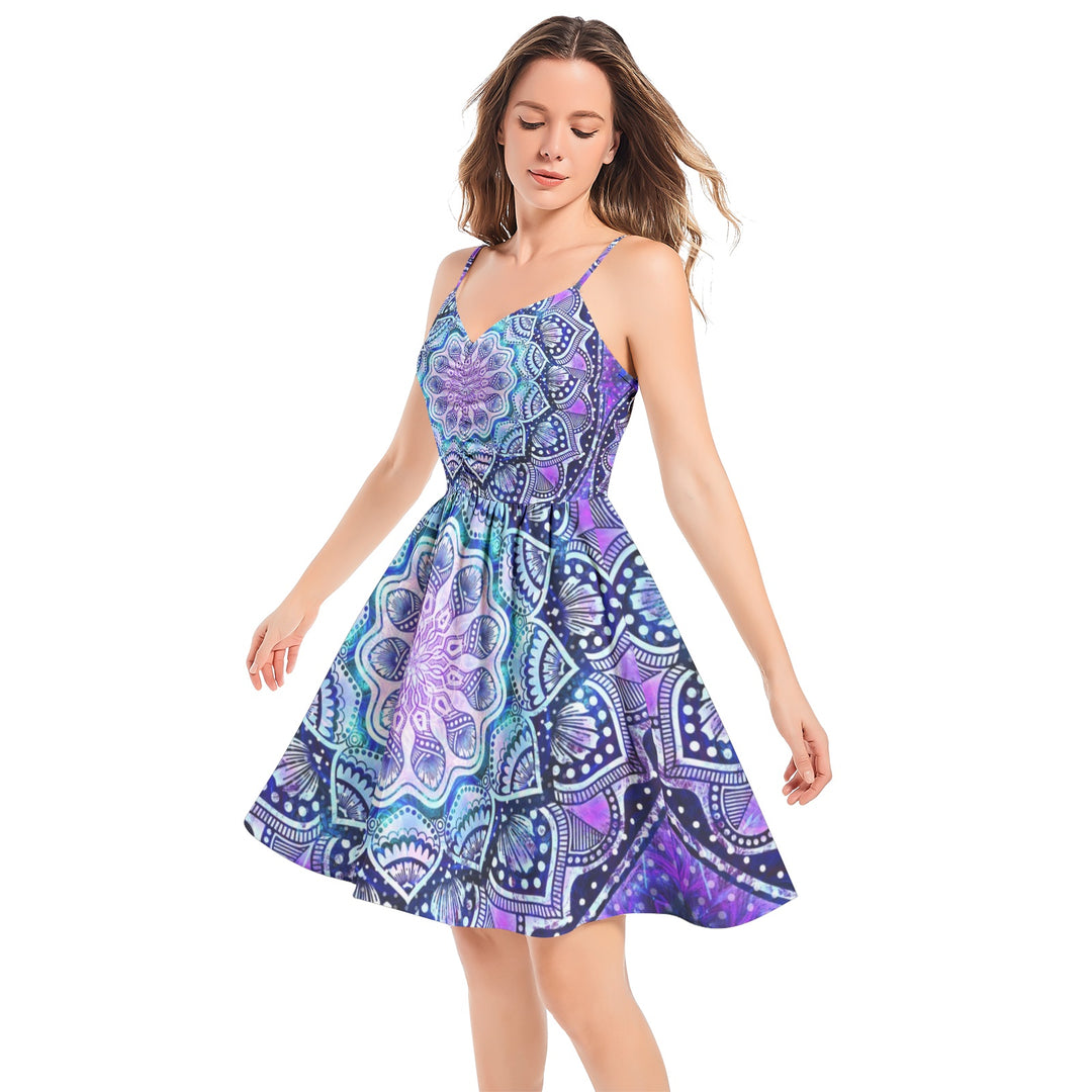 Cameron Gray | Bloom Mandala| Spaghetti Strap Sleeveless Summer Beach Dress
