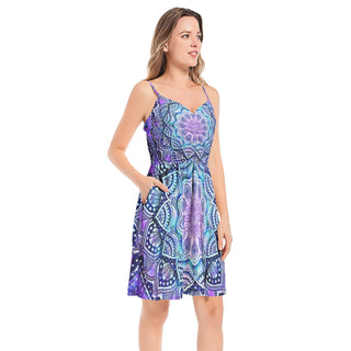 Cameron Gray | Bloom Mandala| Spaghetti Strap Sleeveless Summer Beach Dress
