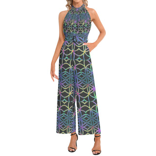 FLOWER OF LIFE | IMRAN | Halter Neck Buckle Belted Jumpsuit