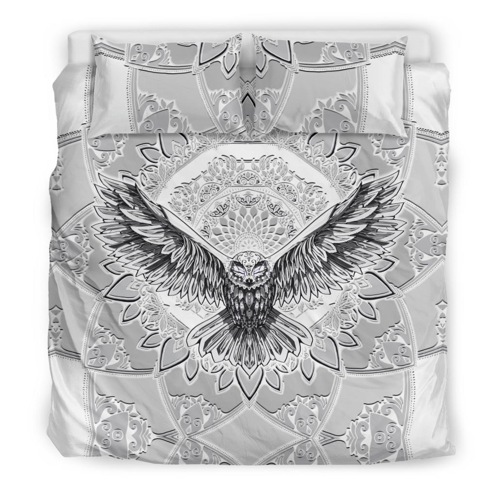 Flying Owl Spirit - Grey | Bedding Set | Mandalazed
