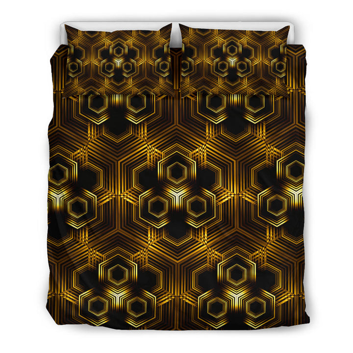 Golden Hexagon Pattern | Bedding Set | Yantrart Design