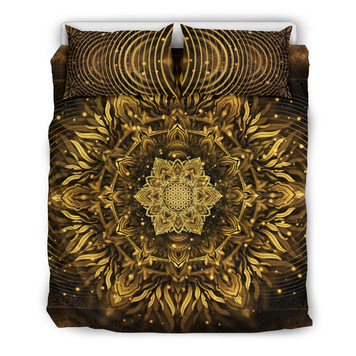 Aligned Flower - Golden | Bedding Set | Yantrart Design